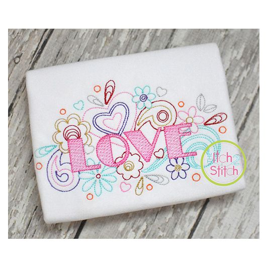 Itch 2 Stitch Love Doodle Digital Embroidery Machine Designs by JuJu