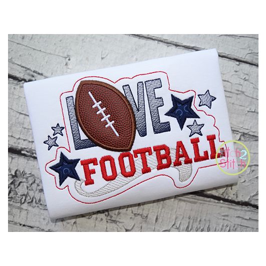 Love Football Applique | Machine Embroidery Designs by JuJu