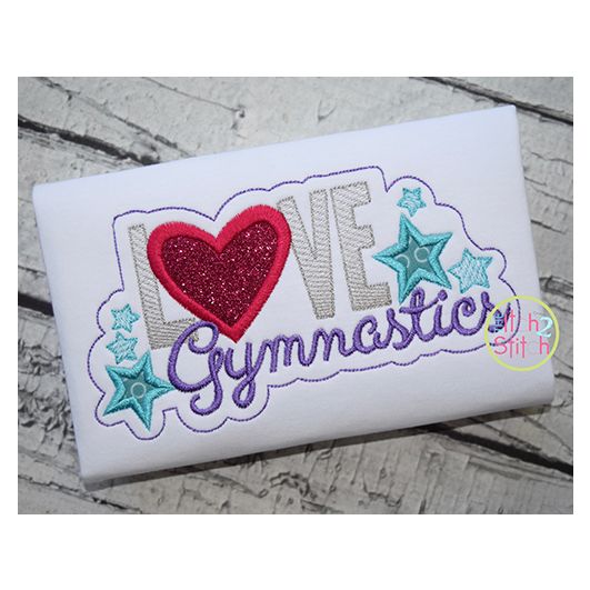 Love Gymnastics Applique | Machine Embroidery Designs by JuJu