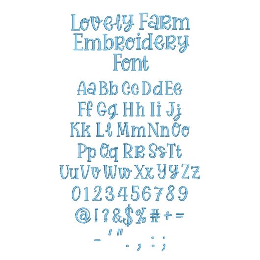 Lovely Farm Font Digital Embroidery Machine Designs by JuJu