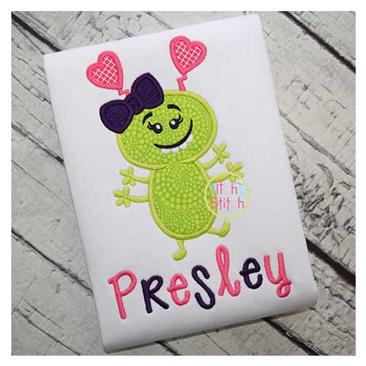 Love Monster Girl Applique | Machine Embroidery Designs by JuJu
