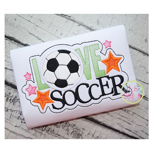 Love Soccer Applique | Machine Embroidery Designs by JuJu