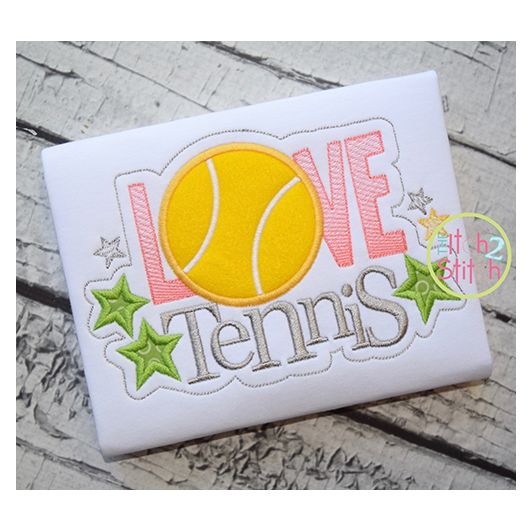 Love Tennis Applique | Machine Embroidery Designs by JuJu