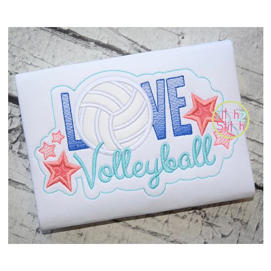 Love Volleyball Applique | Machine Embroidery Designs by JuJu