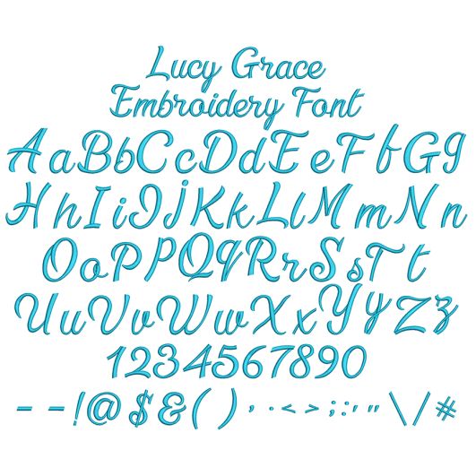 Lucy Grace Embroidery Font | Machine Embroidery Designs by JuJu
