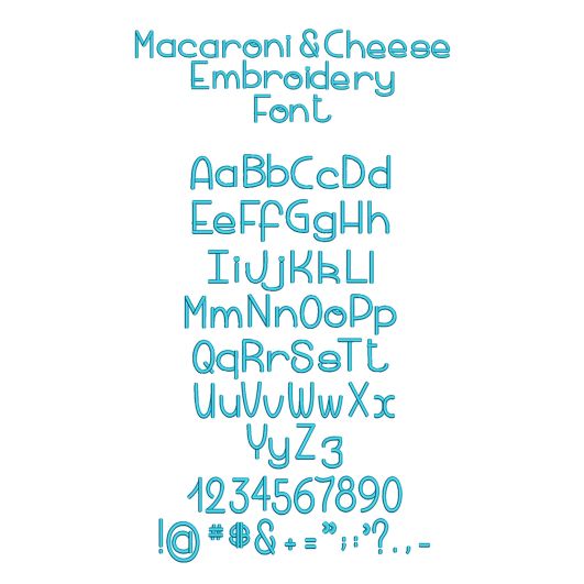 Macaroni & Cheese Embroidery Font | Machine Embroidery Designs by JuJu