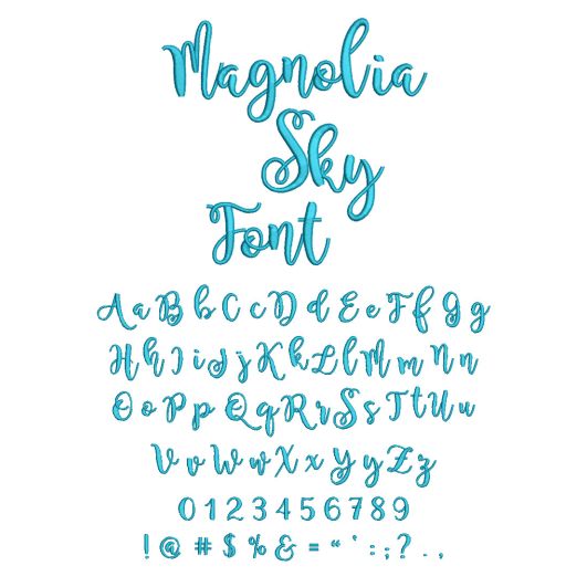 Magnolia Sky Embroidery Font Machine Embroidery Designs by JuJu