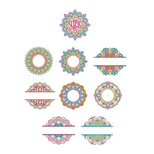 Marvelous Mandala Monogram Frames Machine Embroidery Designs by JuJu