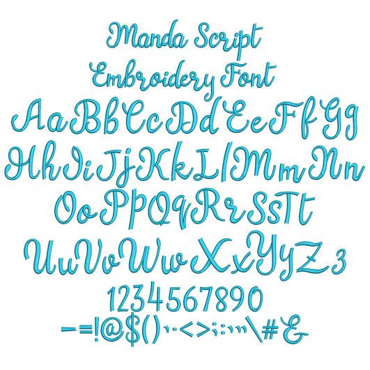 Manda Script Embroidery Font | Machine Embroidery Designs by JuJu