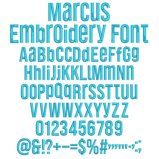 Marcus Embroidery Font | Machine Embroidery Designs by JuJu