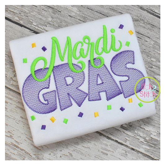 Mardi Gras Confetti Embroidery Design | Machine Embroidery Designs by JuJu