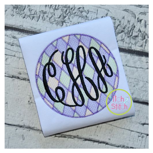 Mardi Gras Diamonds Circle Frame Sketch | Machine Embroidery Designs by JuJu