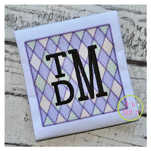 Mardi Gras Diamonds Square Frame Sketch | Machine Embroidery Designs by JuJu