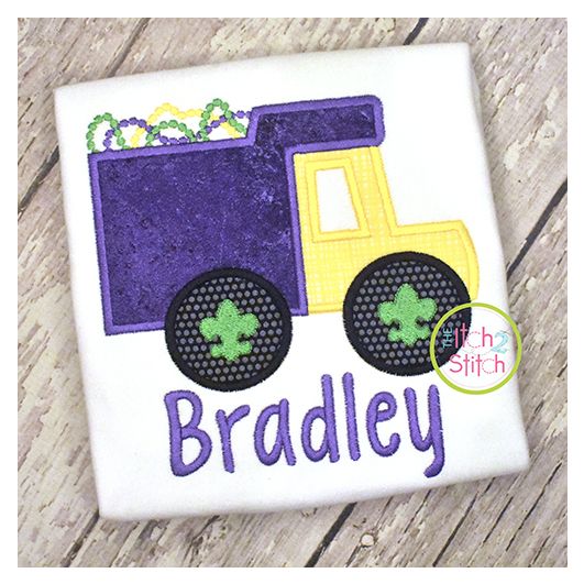 Mardi Gras Dump Truck Applique | Machine Embroidery Designs by JuJu
