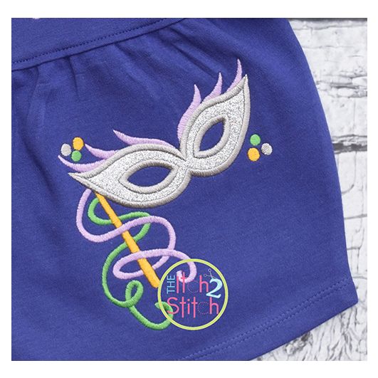 Mardi Gras Mask 2 Applique | Machine Embroidery Designs by JuJu