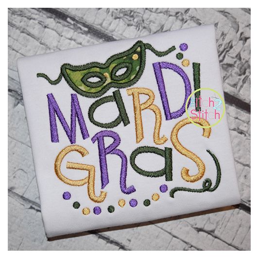 Mardi Gras with Mask Applique | Machine Embroidery Designs by JuJu