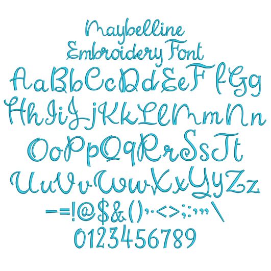 Maybelline Embroidery Font | Machine Embroidery Designs by JuJu