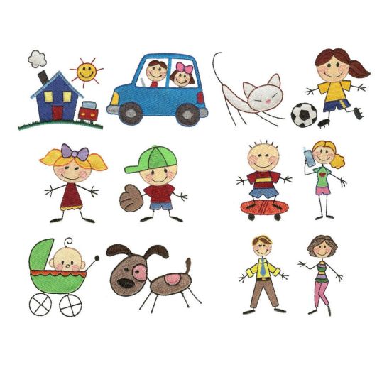 Meet the Stix Family Machine Embroidery Designs by JuJu
