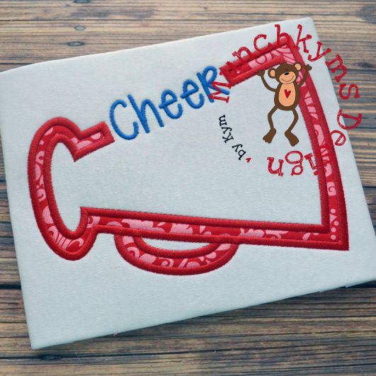 Megaphone Cheer Applique | Machine Embroidery Designs by JuJu