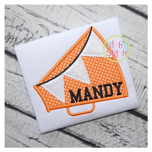 Megaphone Pennant Applique | Machine Embroidery Designs by JuJu