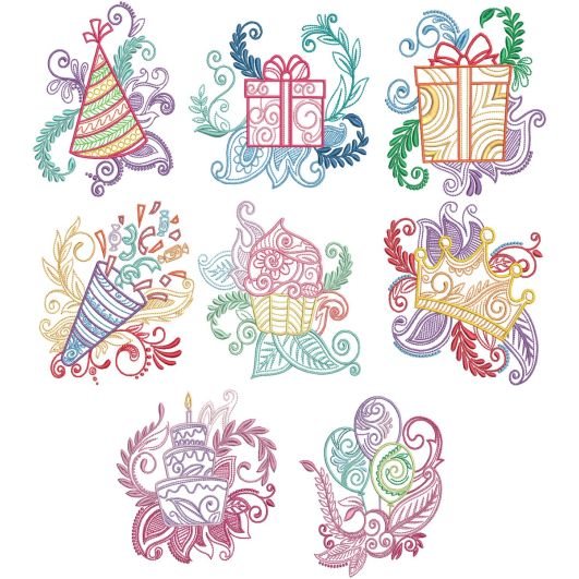 Mehndi Birthday Machine Embroidery Designs by JuJu