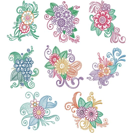 Mehndi Floral Machine Embroidery Designs by JuJu