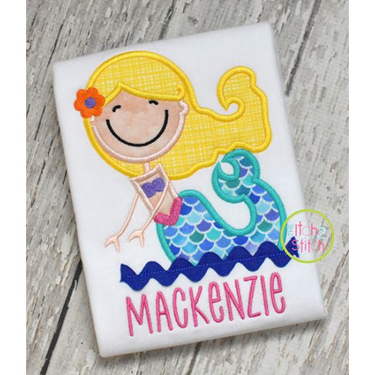Mermaid 1 Applique | Machine Embroidery Designs by JuJu