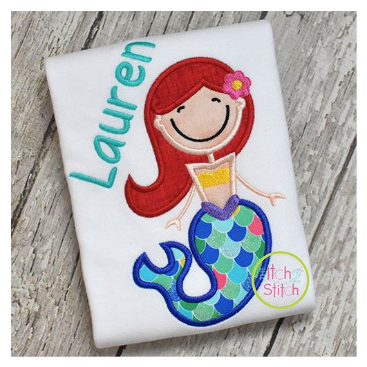 Mermaid 2 Applique | Machine Embroidery Designs by JuJu