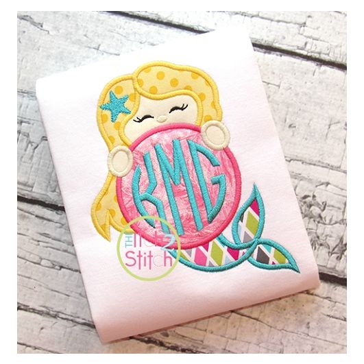 Mermaid Monogram Peeker Applique | Machine Embroidery Designs by JuJu
