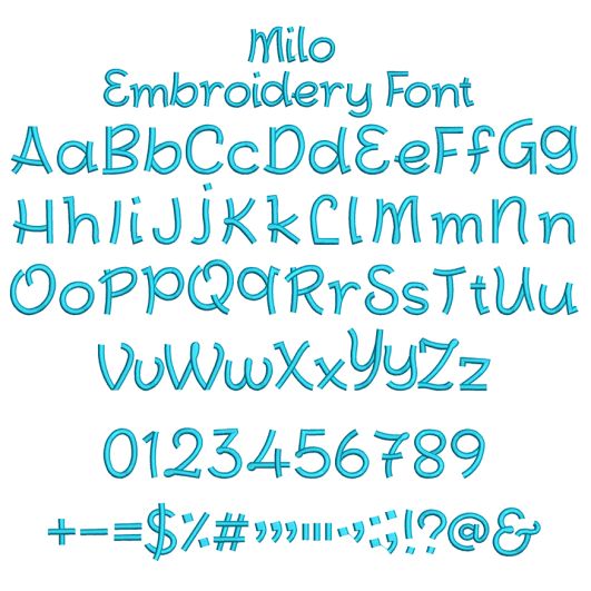 Milo Embroidery Font | Machine Embroidery Designs by JuJu