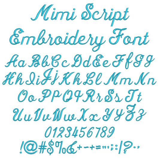 Mimi Script Embroidery Font | Machine Embroidery Designs by JuJu