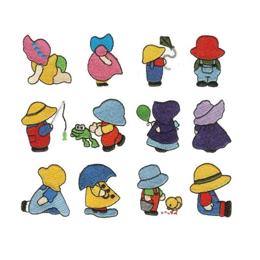 Itty Bitty Sunbonnets Machine Embroidery Designs by JuJu
