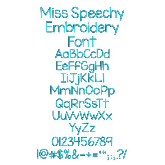 Miss Speechy Embroidery Font Machine Embroidery Designs by JuJu