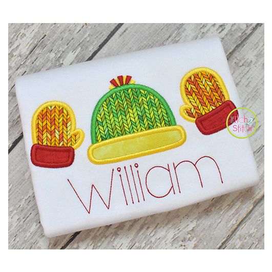 Mittens Hat Trio Applique | Machine Embroidery Designs by JuJu