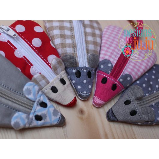 Mouse Zipper Pouch | Machine Embroidery Designs by JuJu