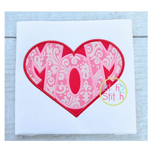 Mom Heart Applique | Machine Embroidery Designs by JuJu