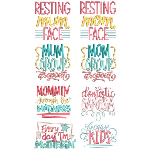 Mom's Life Word Art 2 Machine Embroidery Designs by JuJu
