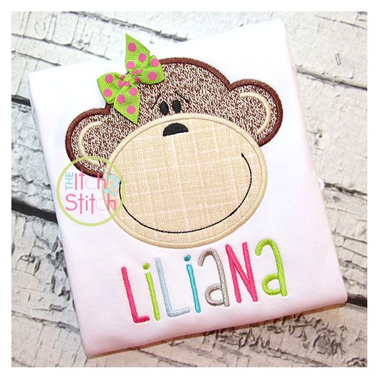 Monkey Face 2 Applique | Machine Embroidery Designs by JuJu