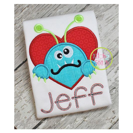 Monster in Heart Applique Design | Machine Embroidery Designs by JuJu