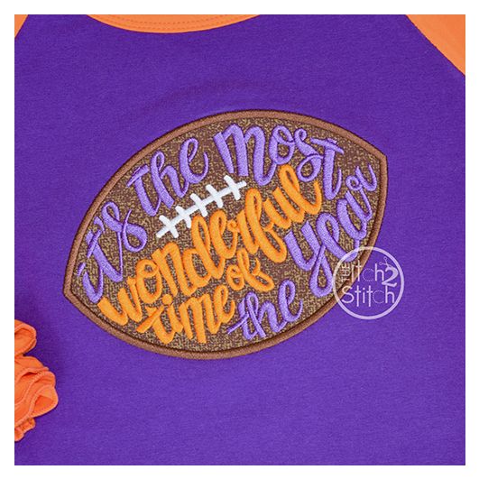 It's the Most Wonderful Time of The Year Football Applique | Machine Embroidery Designs by JuJu