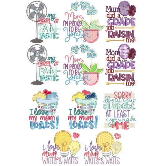 Mother's Day Word Art 2 Machine Embroidery Designs by JuJu
