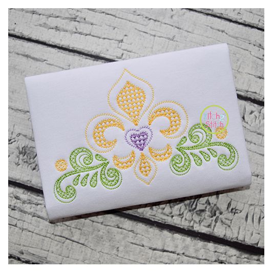 Swirly Fleur De Lis Motif Embroidery | Machine Embroidery Designs by JuJu