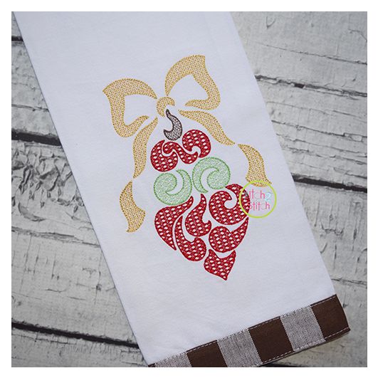 Swirly Ornament with Bow Motif Embroidery | Machine Embroidery Designs by JuJu