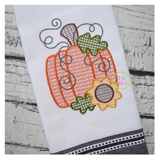 Pumpkin Sunflower Motif Embroidery | Machine Embroidery Designs by JuJu