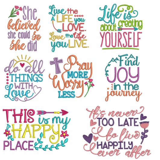 Motivational Word Art Machine Embroidery Designs by JuJu
