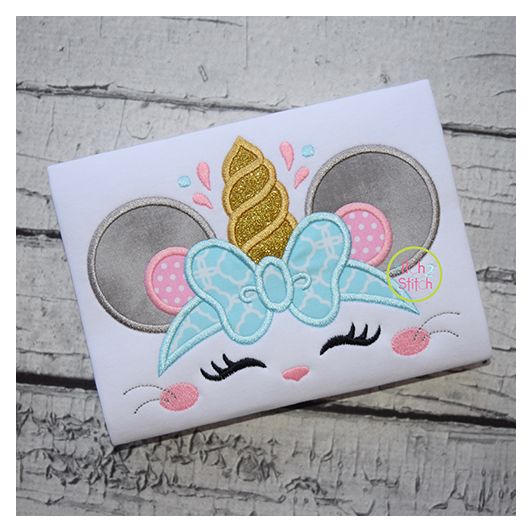 Mouse Unicorn Horn Applique | Machine Embroidery Designs by JuJu