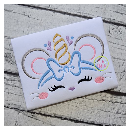 Mouse Unicorn Horn Embroidery | Machine Embroidery Designs by JuJu