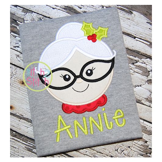 Mrs Claus Glasses Applique | Machine Embroidery Designs by JuJu
