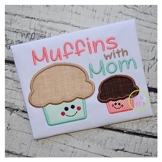 Muffins with Mom Applique | Machine Embroidery Designs by JuJu