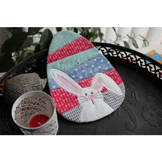 Mug Rug Pieced Easter Egg Bunny | Machine Embroidery Designs by JuJu